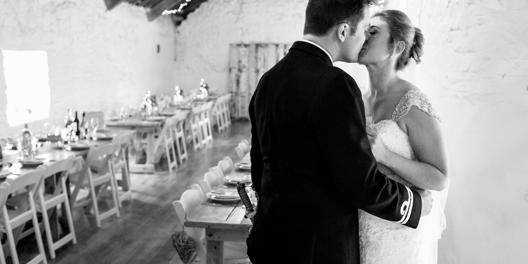 Wedding barn devon L&J kiss
