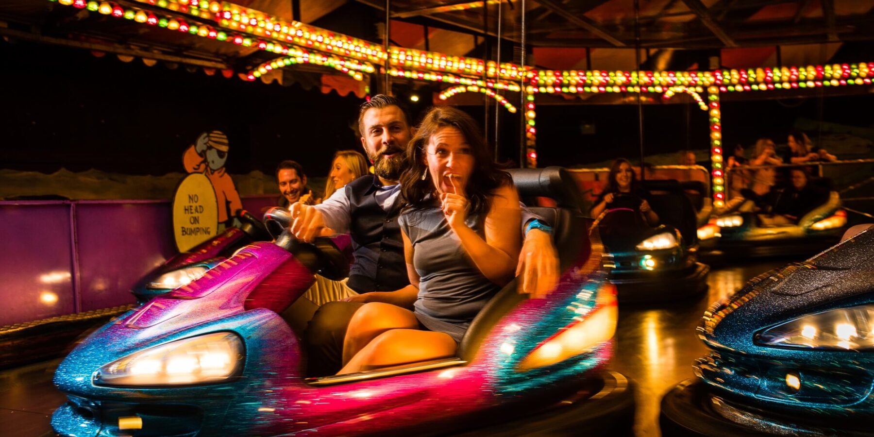 Autumn wedding barn S&L dodgems