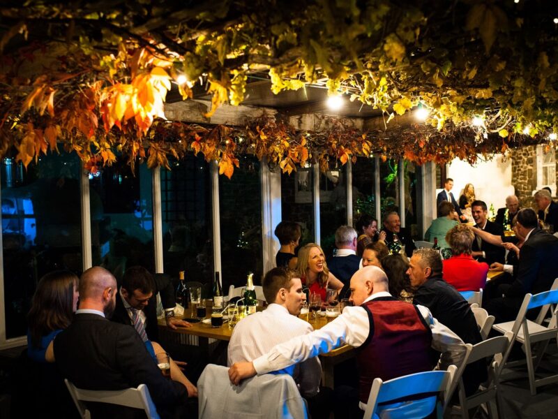 Autumn wedding barn S&L eve conservatory