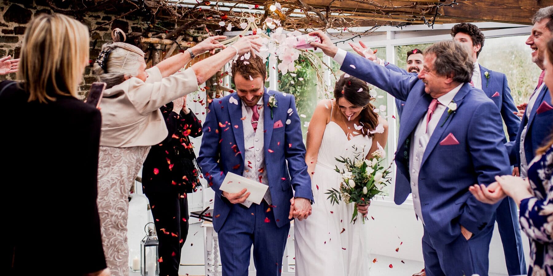 Spring wedding barn M&M confetti