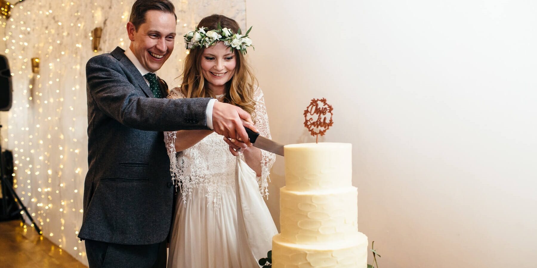 Wedding barn devon S&C cake cut