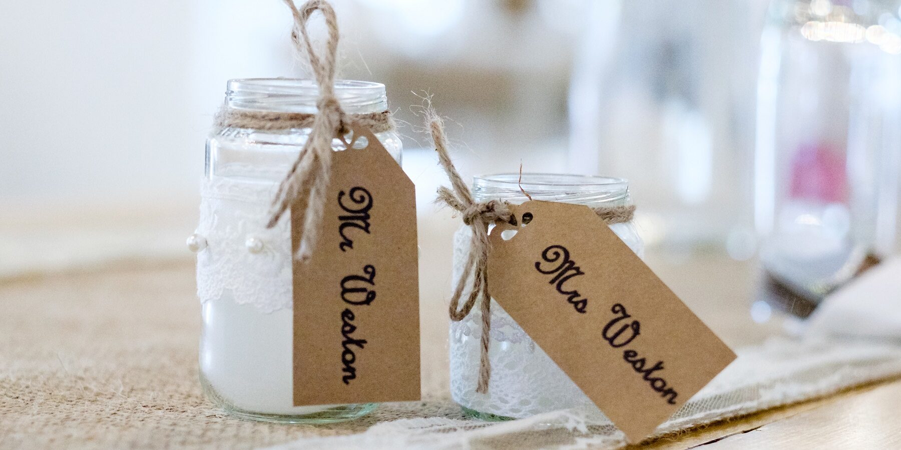 Vintage wedding venue jars