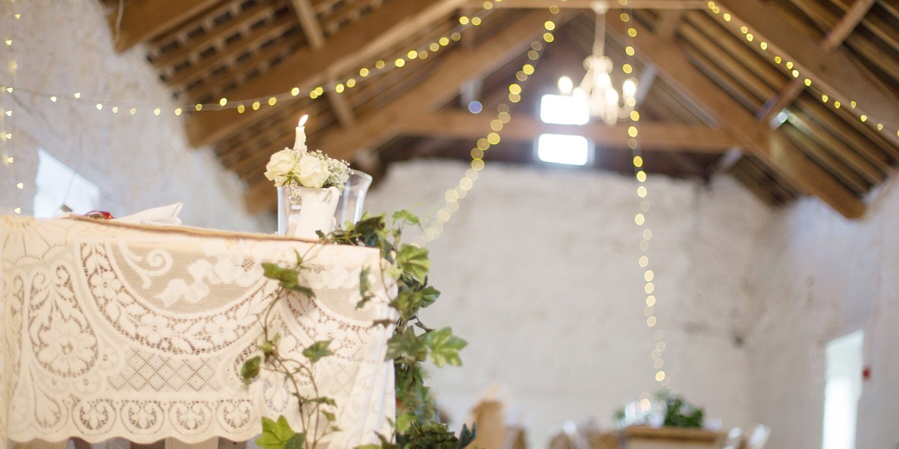 Vintage wedding venue beams