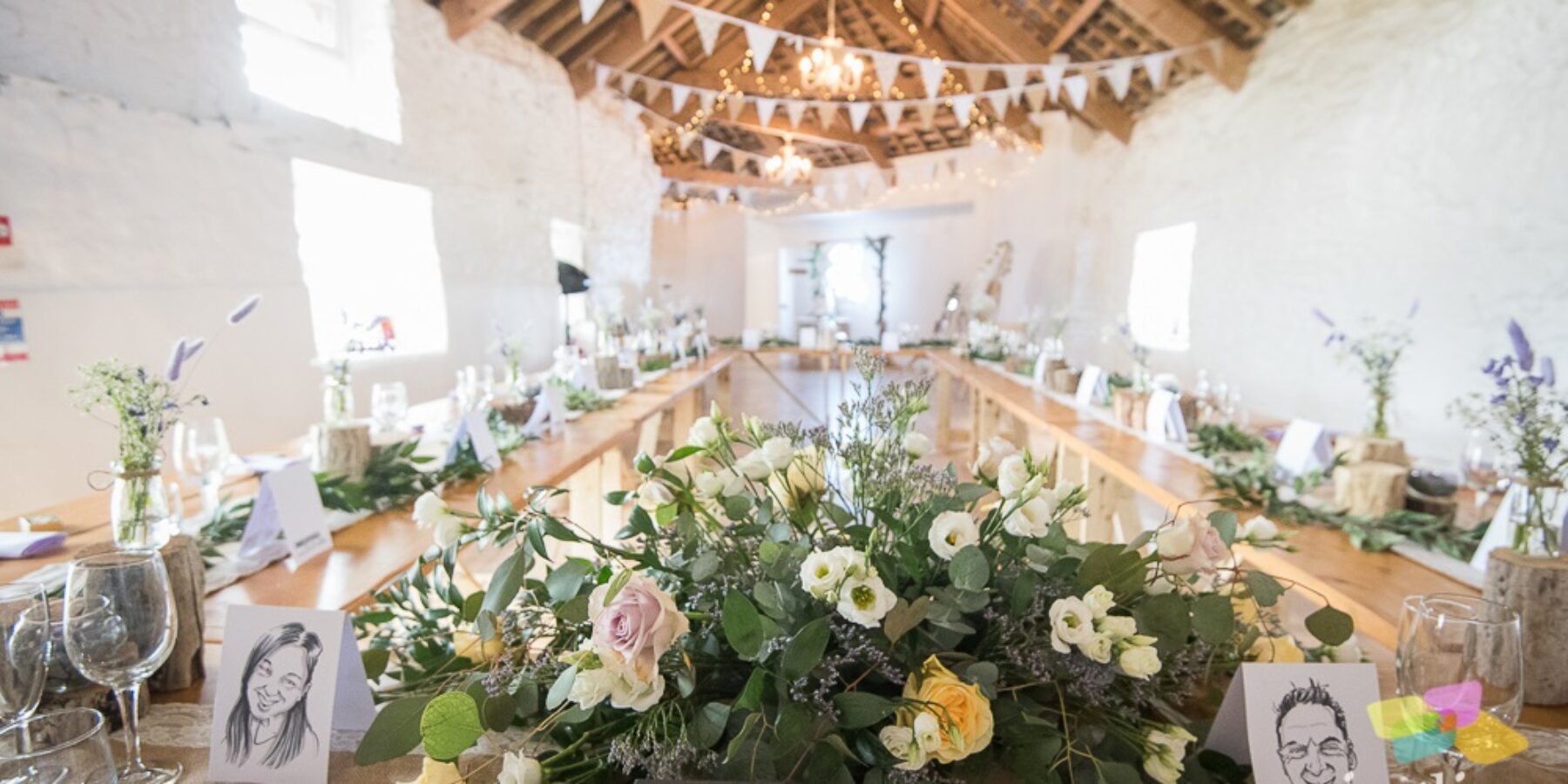 Autumn Wedding barn table flowers