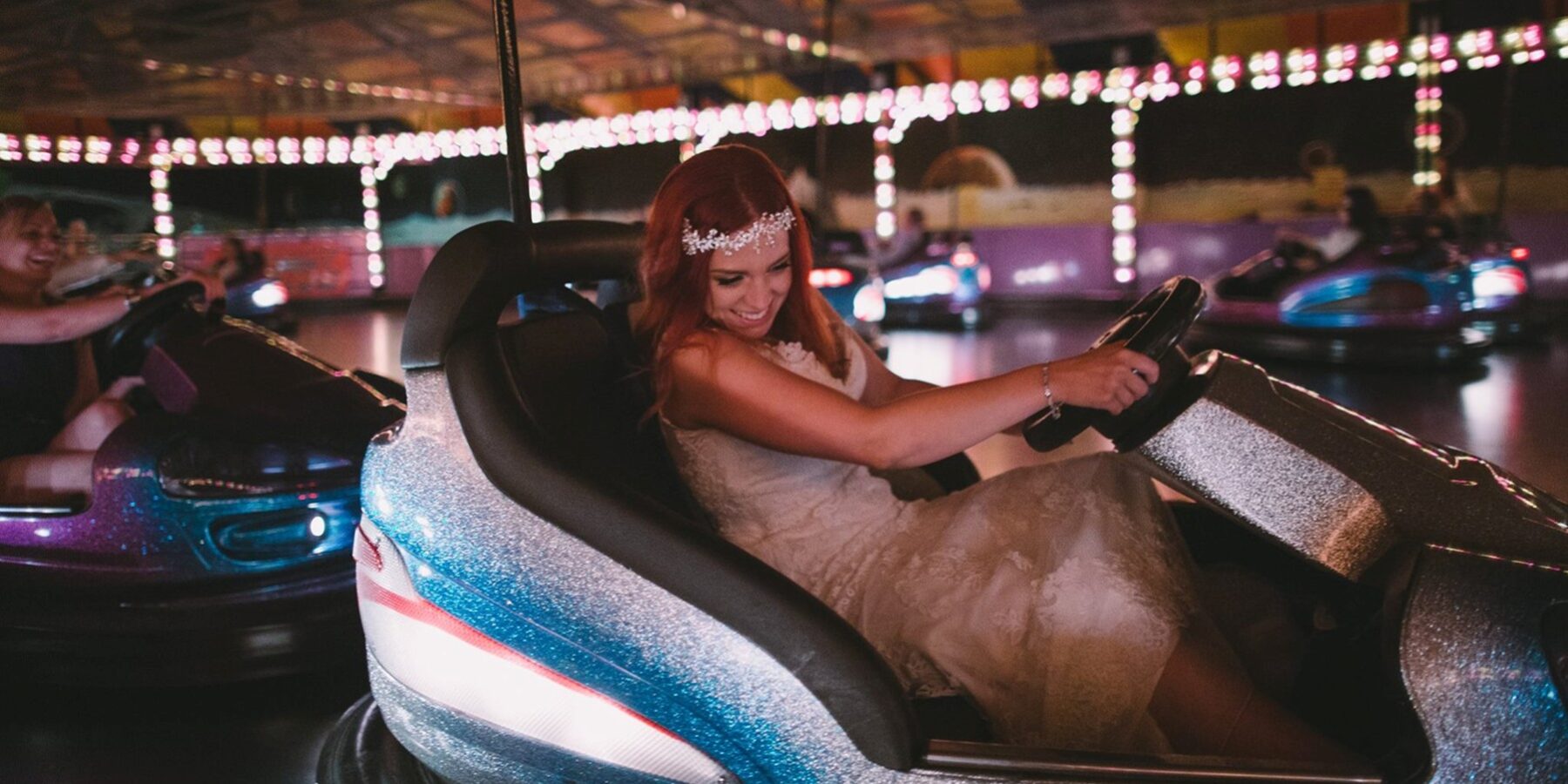 Wedding barn devon H&R bride dodgems