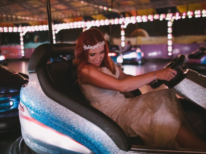 Wedding barn devon H&R bride dodgems