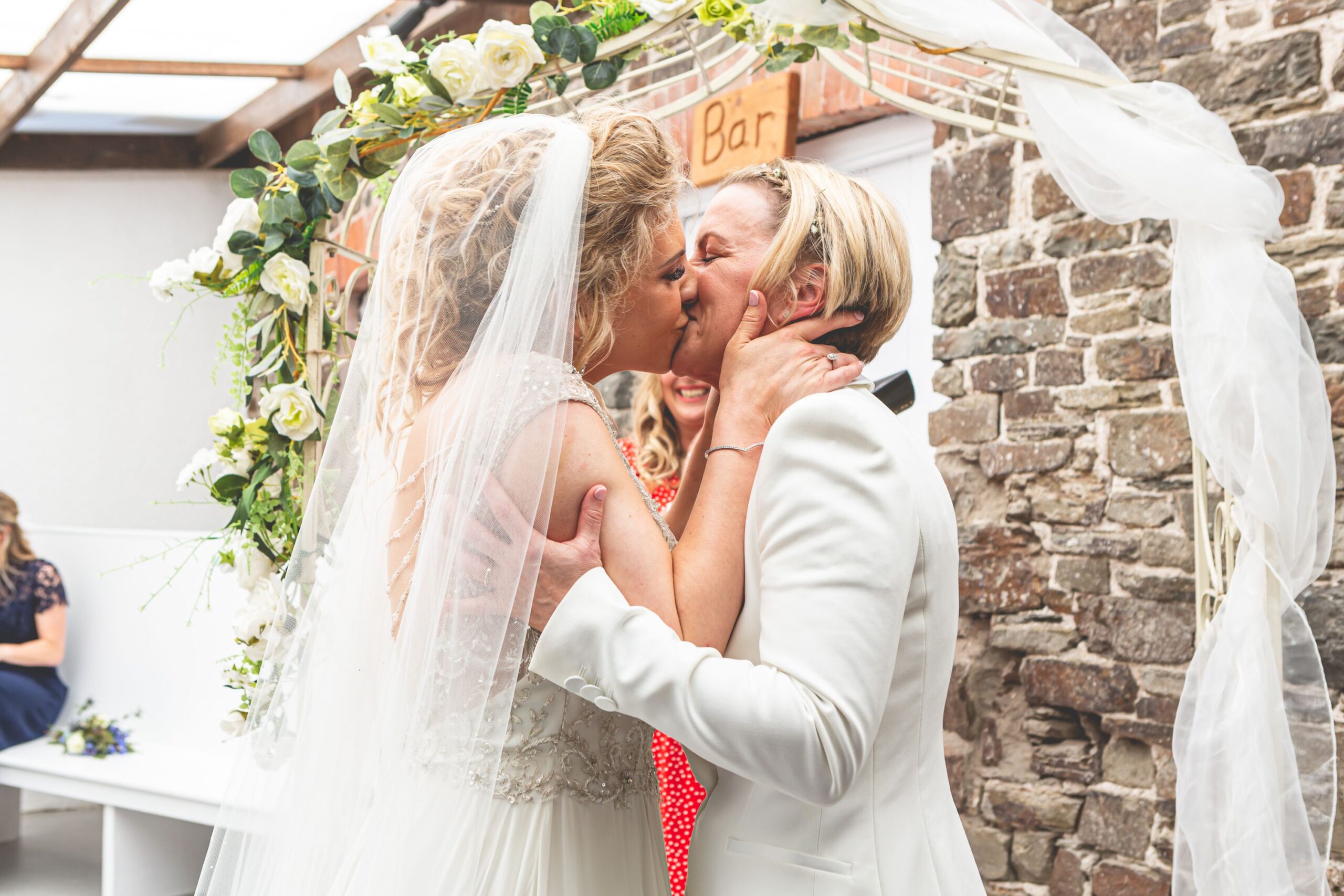 Devon wedding venue KG brides kiss vows