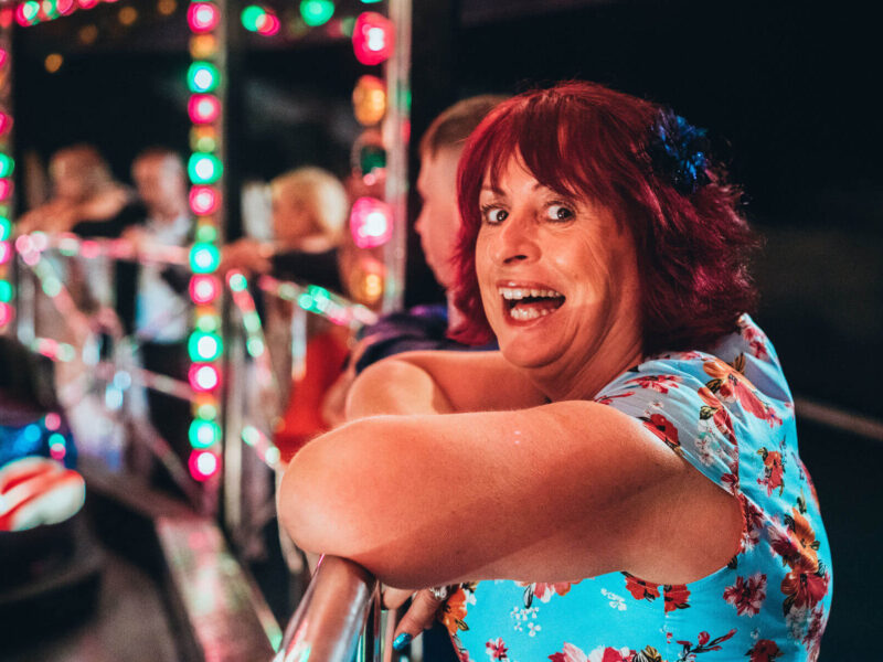 Lady smile dodgems wedding KR