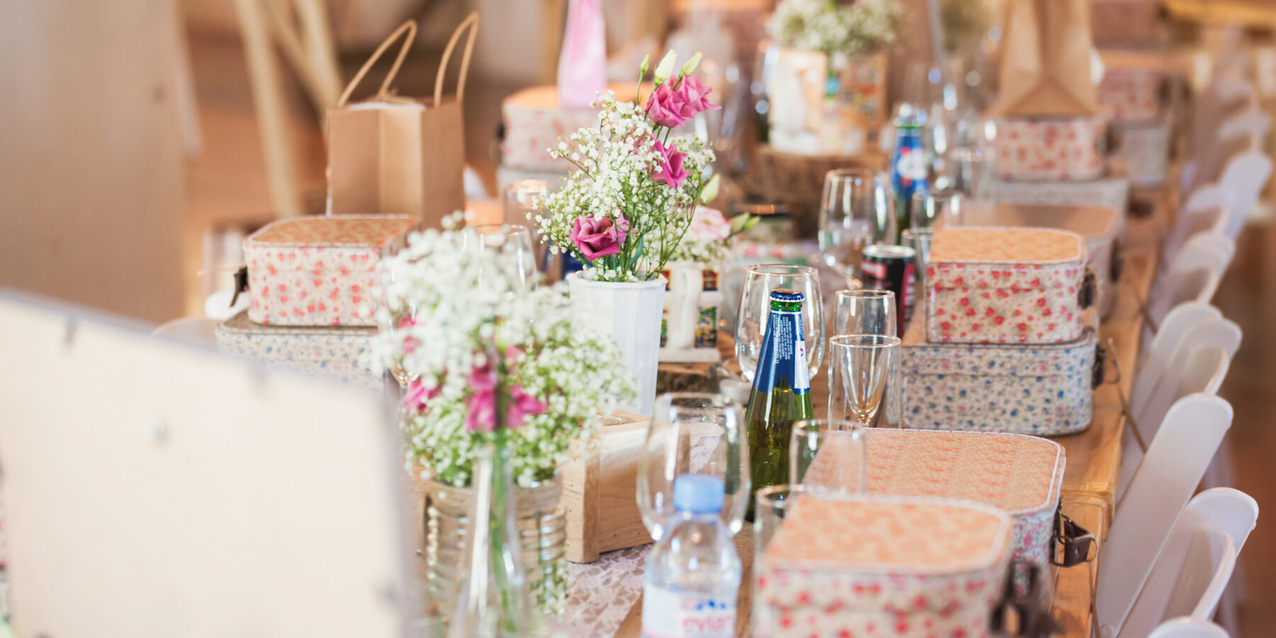 Vintage DIY wedding venue long table