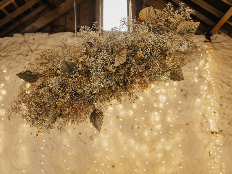 Floral chandelier barn autumn