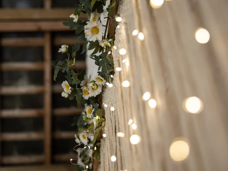 Wedding barn clovelly fairy lights