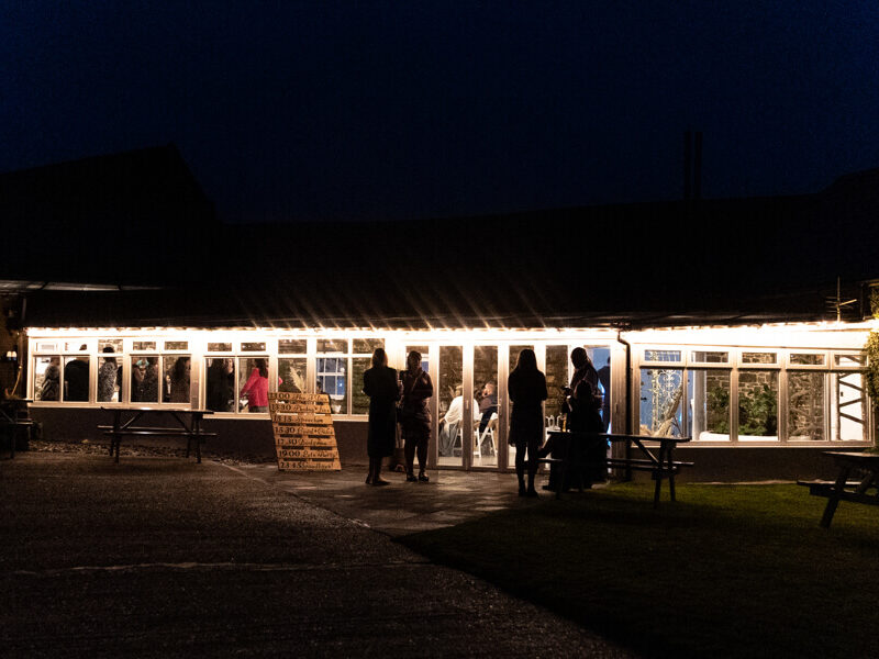Wedding barn clovelly outside night