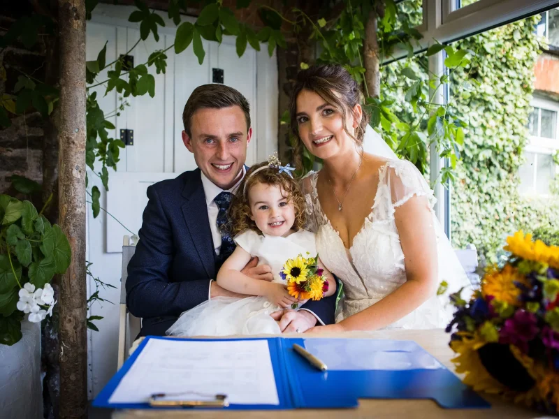 Wedding barn devon Sam&Charlotte daughter